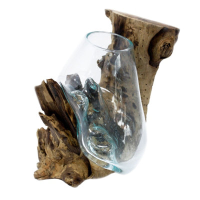 Molten Glass On Wood Hanging Bowl from B&Q