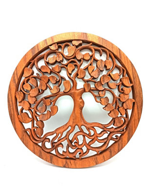 Hand-Carved Tree Of Life Wooden Wall Art 40Cm from B&Q