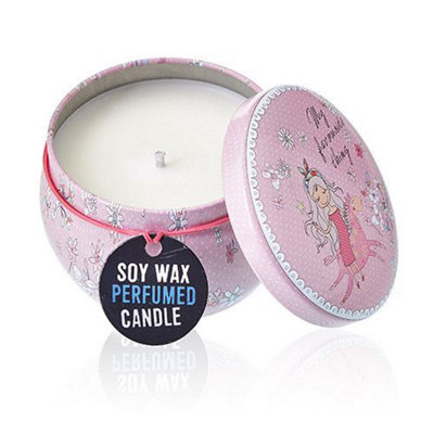  - Art Tin Candle Assorted Design Friendly Messages Parma Violet