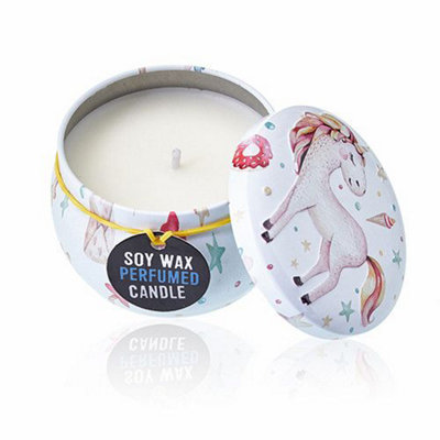  - Art Tin Candle Assorted Design Unicorns Moonstone
