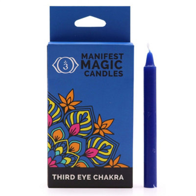 Manifest Magic Candles (Pack Of 12) Indigo Third Eye Chakra from B&Q