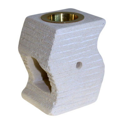 Elegant Stepped Wave Sandstone Oil Burner from B&Q
