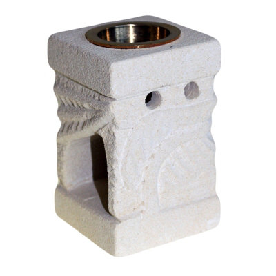 Hand-Carved Leaf Sandstone Oil Burner from B&Q