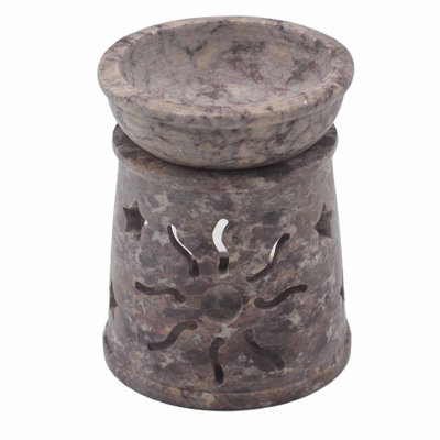 Small Soapstone Oil Burner 8Cm Sun & Stars from B&Q