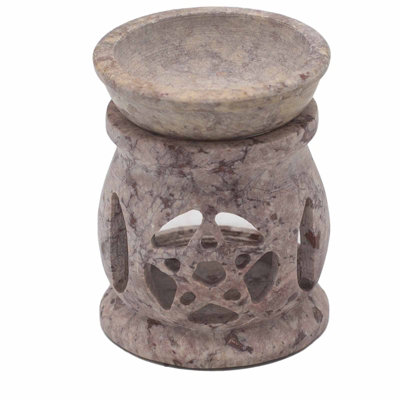 Small Soapstone Oil Burner 8Cm Three Moon Pentagon from B&Q