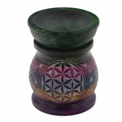 Soapstone Oil Burner 10Cm Flower Of Life Five Colours Multicolor from B&Q