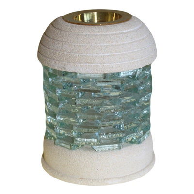 Stone Oil Burner Round Glass Brick from B&Q