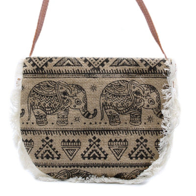 Fab Elephant Print Fringe BagStylish & Eco-Friendly from B&Q