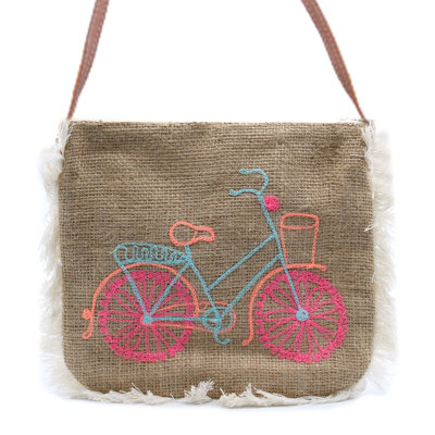 Fab Fringe Bag Bicycle Embroidery Multicolor from B&Q