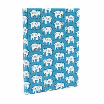 Cotton Bound Notebook 20X15CmTeal Elephants96 Pages from B&Q