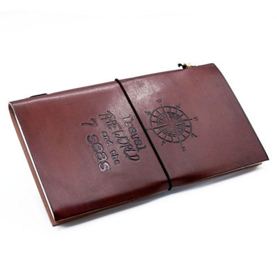 B&Q Handmade Leather Journal - Travel & Sketchbook, Brown, 80 Pages