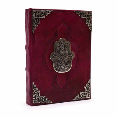 Luxurious Red Tan Journal With Zinc Hamsa & Deckle Edges200 Pages from B&Q