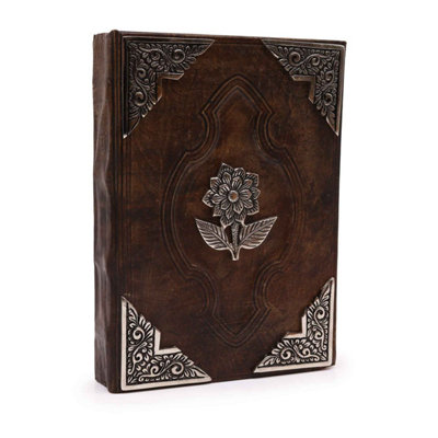 Hefty Red Tan Leather Journal With Zinc Rose Decor200 Pages from B&Q