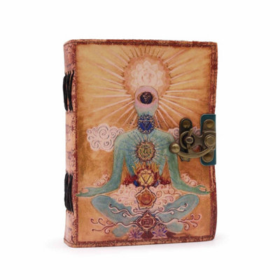 Leather Buddha Chakra Deckle-Edge NotebookHandmade In India from B&Q