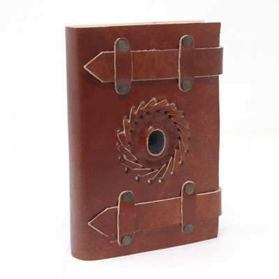Leather Black Onyx Notebook With Belt & Metal Clasp6X4" Journal from B&Q