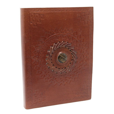 Leather Tigereye Notebook 7X5" Journal With Buckles & Clasp from B&Q