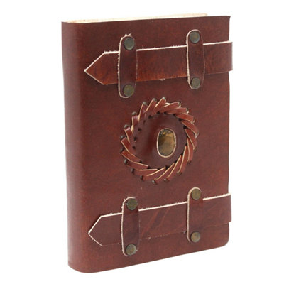 Leather Tigereye Notebook With Belt & Metal Clasp6X4" Journal from B&Q