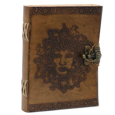 Leather Greenman Notebook 6X8" Journal With Buckles & Clasp from B&Q