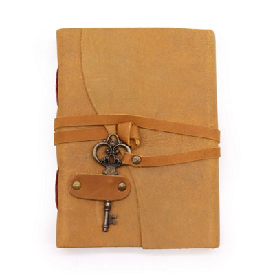 Oiled Tan Leather Journal With Key200 Pages13X18Cm from B&Q