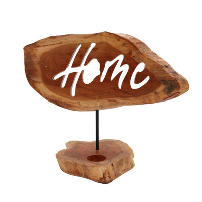 Wooden "home" Candle HoldersHandmade Rustic Decor For Cozy Ambiance from B&Q
