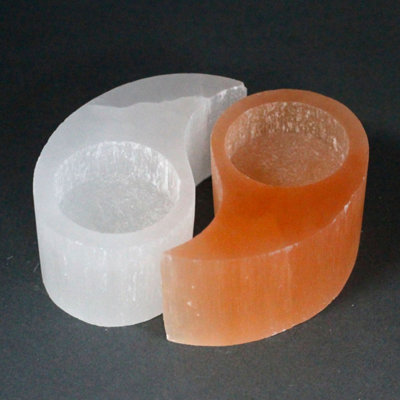 Selenite Yin Yang Candle HolderHealing Crystal Decor from B&Q
