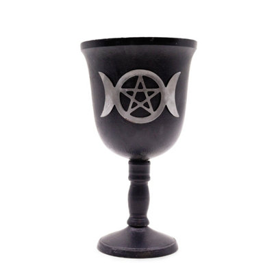 Iron Ritual Goblet With Triple Moon & PentagramWicca & Pagan Spirit Tool from B&Q