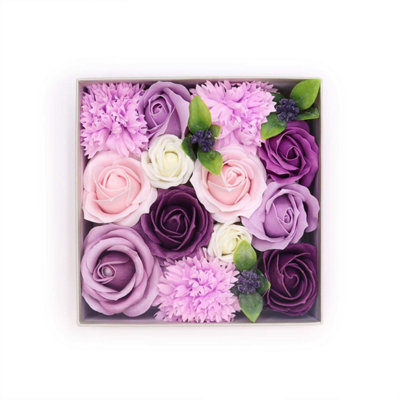 Lavender Rose & Carnation Gift BoxPurple Floral Soap Arrangement from B&Q