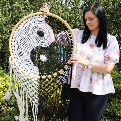 Bali Handmade Dream CatcherExtra Large 50Cm Ying Yang Spirit Protector from B&Q