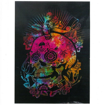 Cotton Day Of The Dead Skull Wall ArtVibrant Indian-Inspired Design from B&Q