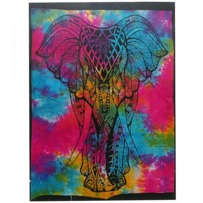 Elegant Cotton Elephant Wall ArtVibrant Indian Wall Hanging from B&Q