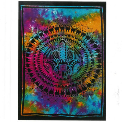 Handcrafted Cotton Hamsa Wall ArtVibrant Indian Symbolic Decor from B&Q