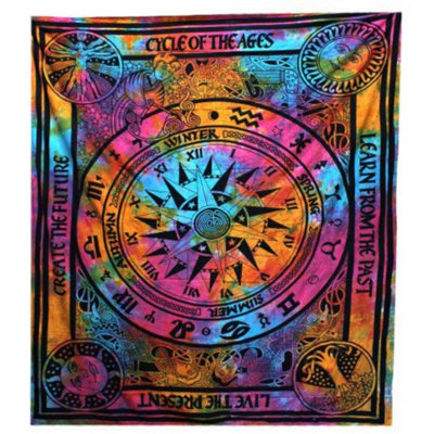 Circle Of Ages Cotton Bedspread & Wall HangingHandmade Indian Decor from B&Q