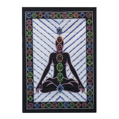 Vibrant Hand-Brushed Cotton Wall ArtChakra Buddha Decor From India from B&Q
