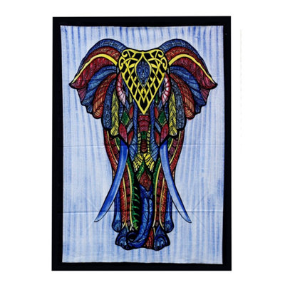 Vibrant Hand-Brushed Cotton Elephant Wall Art From India from B&Q