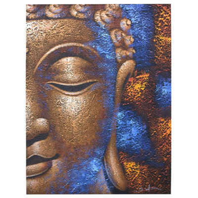 Elegant Handmade Buddha Painting On Copper With Wooden Frame from B&Q