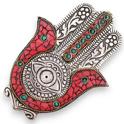 Red & Green Hamsa Incense HolderSmallDecorative & Spiritual from B&Q