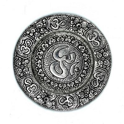 Polished Aluminium Om Incense Holder11CmHandcraftedSpiritual Decor from B&Q