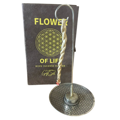  - Rope Incense & Silver Plated Flower Of Life Holder SetSacred Aromatherapy