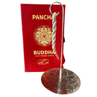  - Rope Incense & Silver Plated Pancha Buddha Holder SetSpiritual Aromatherapy