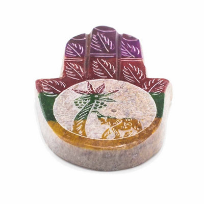 Soapstone Hamsa Incense HolderElephant & Palm Design9X6Cm from B&Q