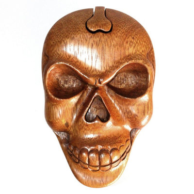 Bali Magic Skull Puzzle BoxHandcrafted Sheesham Wood Gift Hideaway from B&Q
