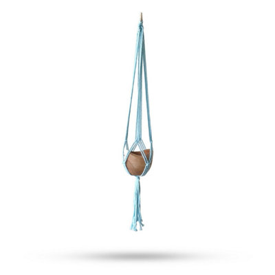  - Powder Blue Macrame Pot HolderMedium Boho Plant Hanger