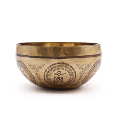 Kdmd Unisex Bronze Tibetan Healing Engraved Bowl - Bodhi Tree Buddha, For Meditation In 16Cm - Image 2
