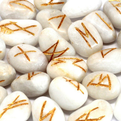  - White Agate Rune Stone Set In PouchMystical Divination Tools For Guidance