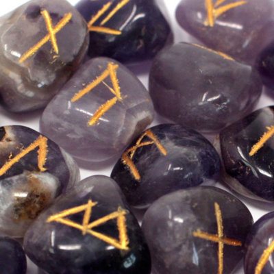 Amethyst Rune Stone Set In Pouch25 Mystical Symbols For Divination from B&Q