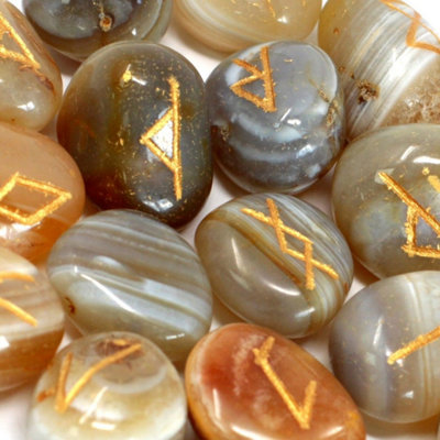 Banded Agate Rune Stone Set In Pouch25 Mystical Divination Stones from B&Q
