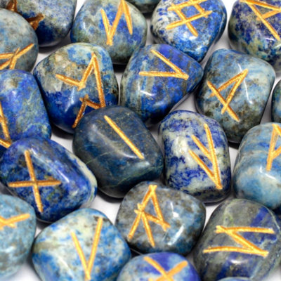 Lapis Rune Stone Set In Pouch25 Mystical Divination Runes from B&Q