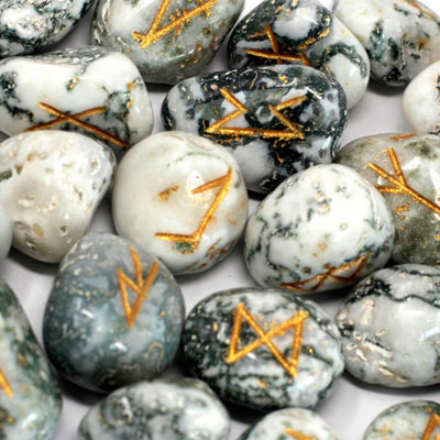 Tree Agate Rune Stone Set In Pouch25 Mystical Symbols For Divination from B&Q
