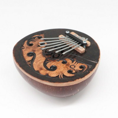 B&Q Antique Coconut Kalimba - Handcrafted 7-Key Thumb Piano From Bali