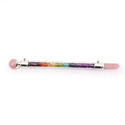 7 Chakra Crystal Healing WandRose Quartz & Chakra Stones (22Cm)